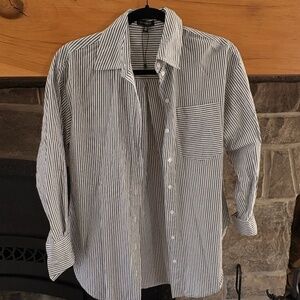 Blue & White Striped Button-Up Shirt